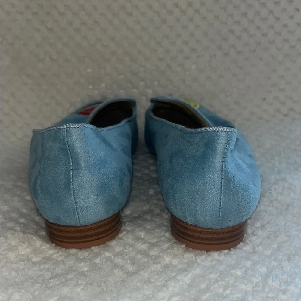 YULL Womens Loafers Blue Embroidered Watermelon and Pineapple size UK  7 US 9